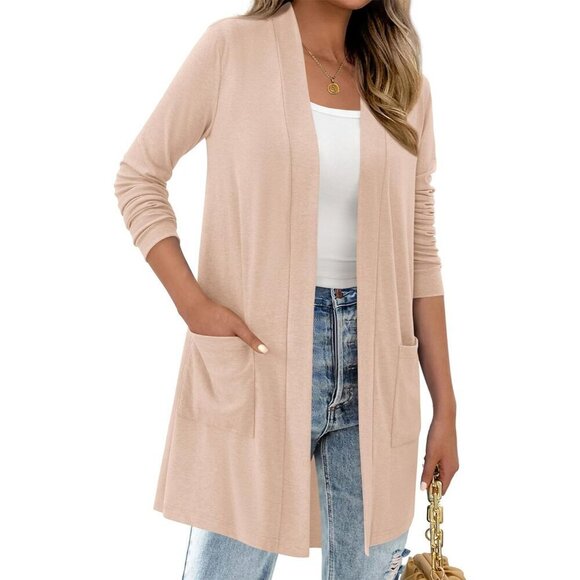 Sweaters - Long Cardigan Women Lightweight Fall Casual Open Front Pockets